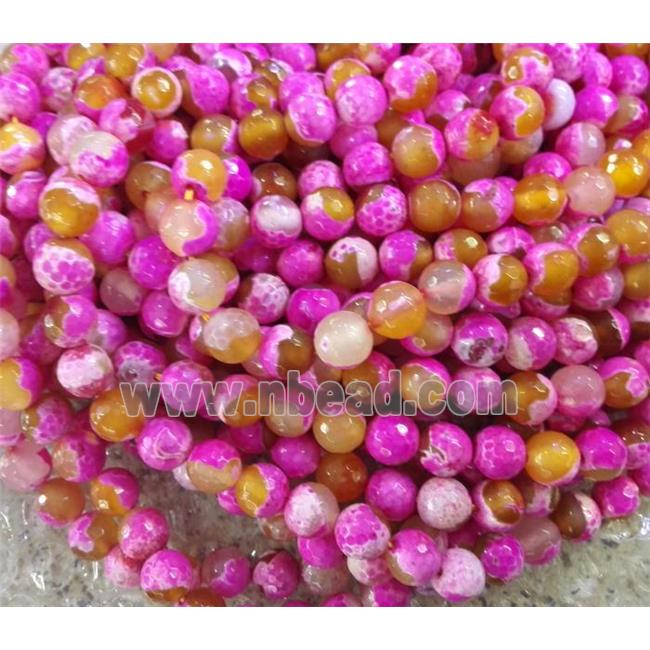 Hot pink Dichromatic Agate Beads, faceted round