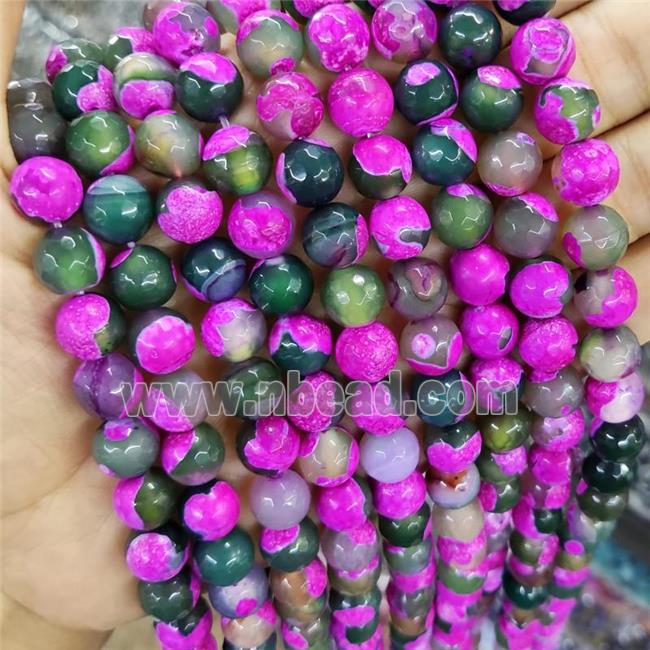 Dichromatic Agate beads, faceted round, green