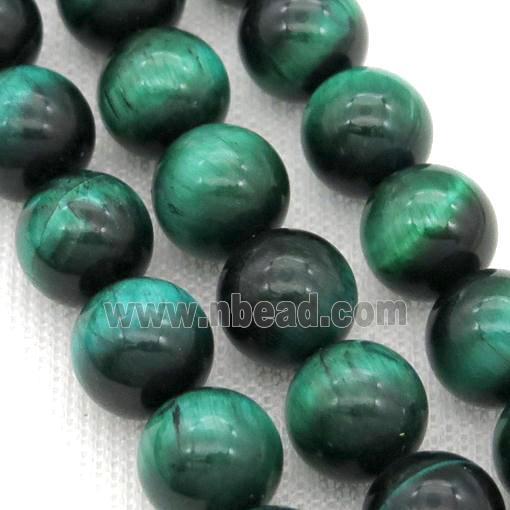 Natural Tiger Eye Stone Beads Green Dye Smooth Round