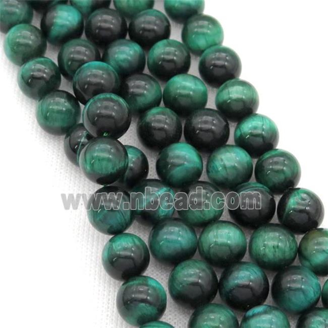 Natural Tiger Eye Stone Beads Green Dye Smooth Round