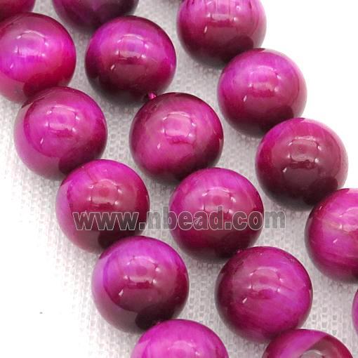 Natural Tiger Eye Stone Beads Hotpink Dye Smooth Round