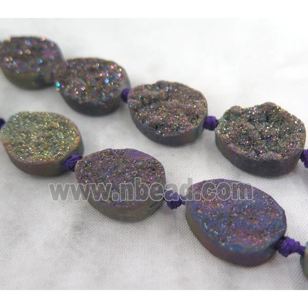 mix quartz druzy beads, teardrop, electroplated