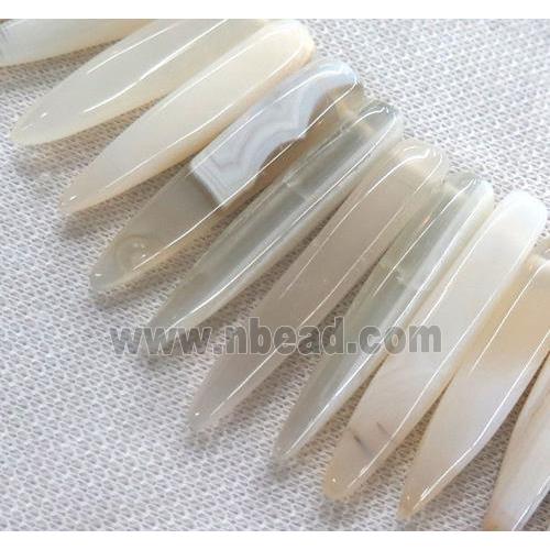 white agate bullet beads