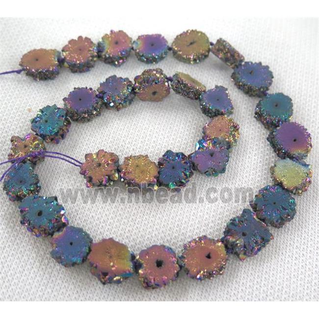 rainbow solar druzy quartz beads, freeform