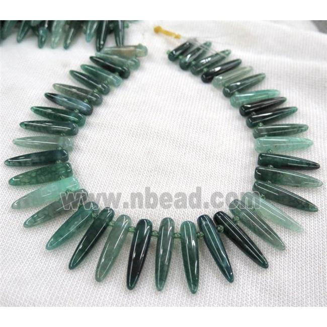 green agate bullet beads