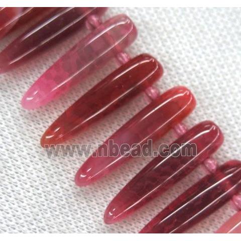 agate bullet bead, red