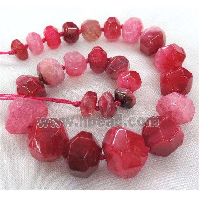 red agate bead, faceted freeform