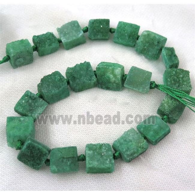 green druzy quartz square beads