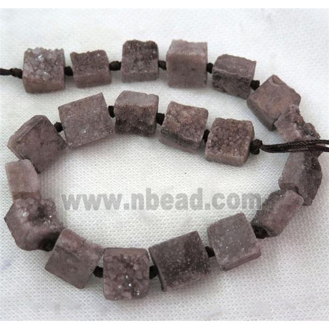 coffee druzy quartz bead, square