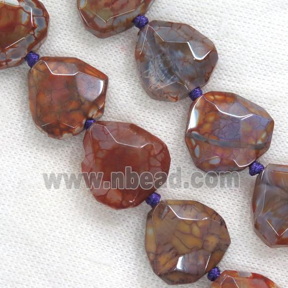 purpleOrange Dragonveins Agate beads, faceted heart