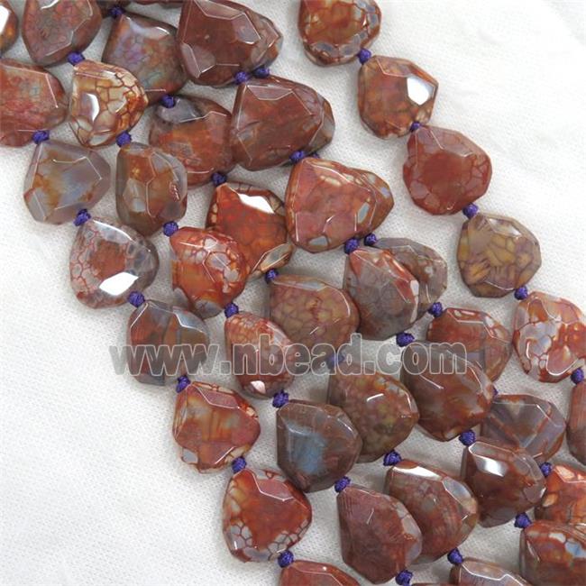 purpleOrange Dragonveins Agate beads, faceted heart