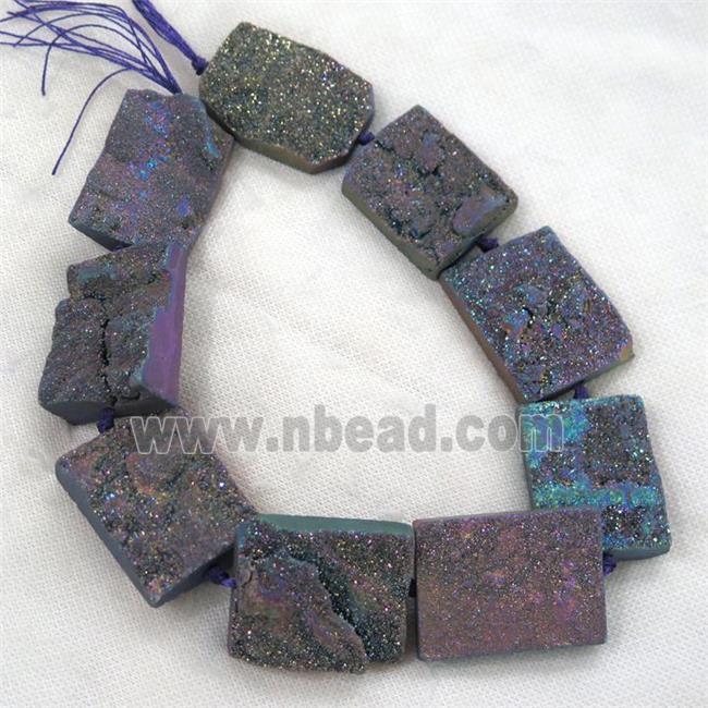 rainbow Druzy Quartz beads, rectangle