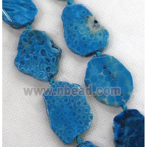 blue Coral Fossil slice beads