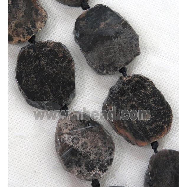 black Coral Fossil slab beads