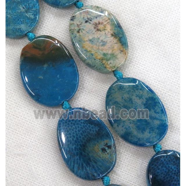 blue Coral Fossil beads, freeform