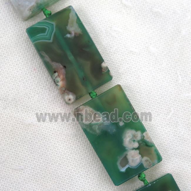 green Cherry Agate beads, rectangle