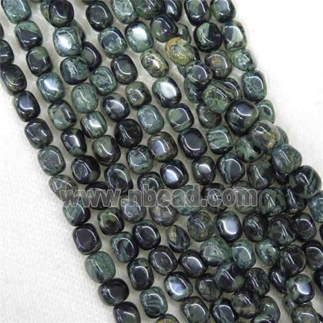 green Kambaba Jasper beads, freeform