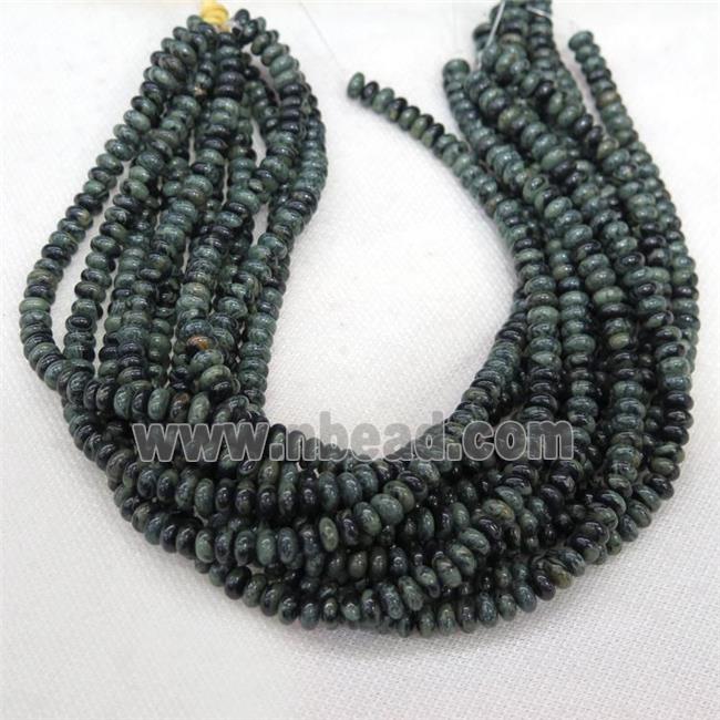 green Kambaba Jasper rondelle beads