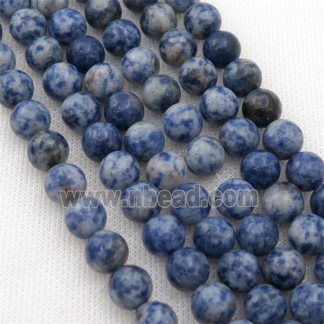 blue Spotted dalmatian jasper beads, round