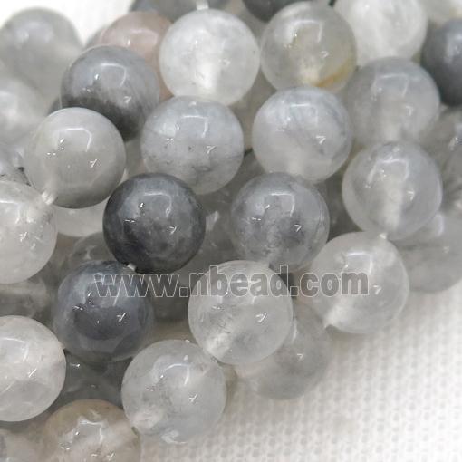 gray Cloudy Quartz beads, round