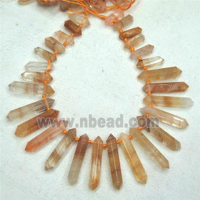 yellow Iron-Quartz Bullet Beads Ferruginous top-drilled