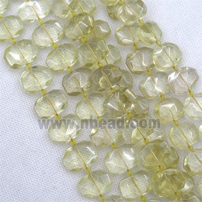 Lemon Quartz beads, faceted rectangle