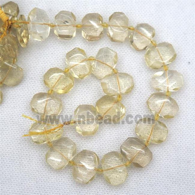 Lemon Quartz beads, faceted rectangle