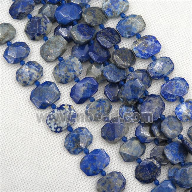 blue Lpais Lazuli beads, faceted rectangle