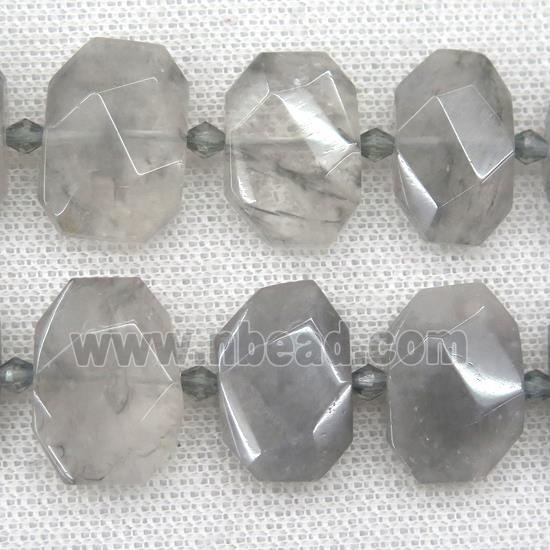 gray Cloud Quartz beads, faceted rectangle