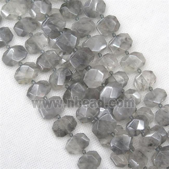 gray Cloud Quartz beads, faceted rectangle