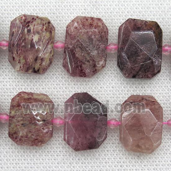 Strawberry Quartz beads, faceted rectangle