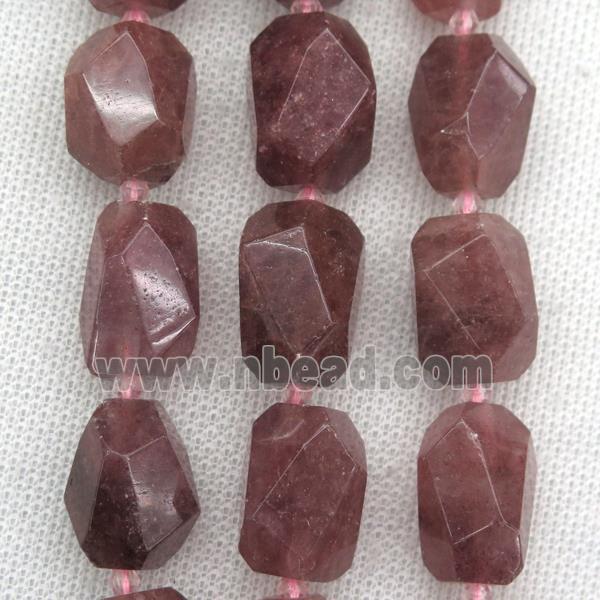 Strawberry Quartz nugget beads, freeform