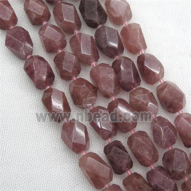 Strawberry Quartz nugget beads, freeform