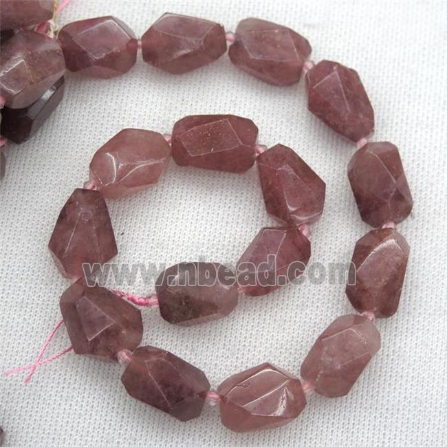 Strawberry Quartz nugget beads, freeform