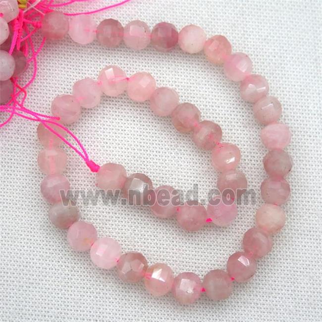 Madagascar Rose Quartz beads, pink, lantern