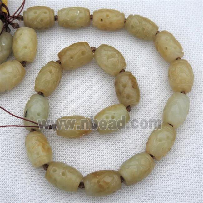 Chinese Agalmatolite barrel beads