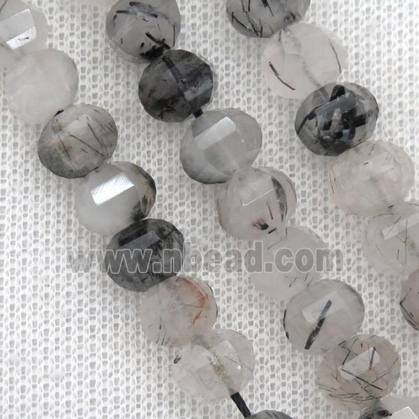 black Rutilated Quartz beads, lantern