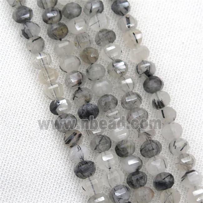 black Rutilated Quartz beads, lantern