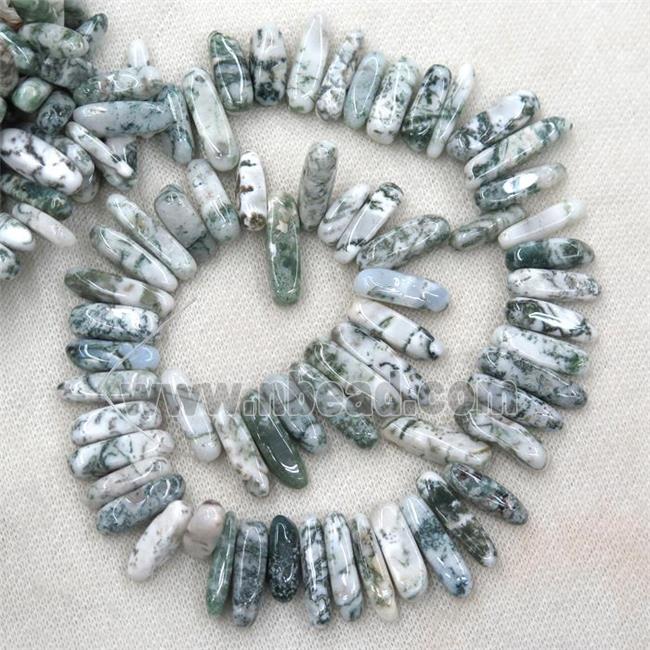 Tree Agate stick beads Dendridic topdrilled