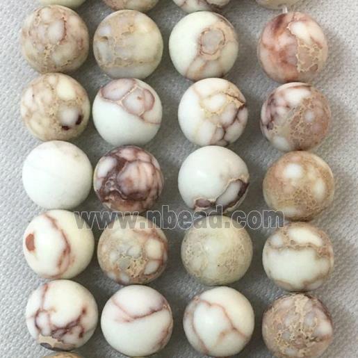 round matte white Sea sediment jasper beads