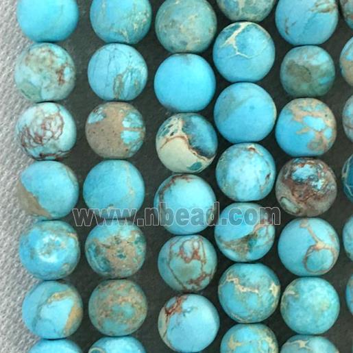 round blue Sea sediment jasper beads, matte