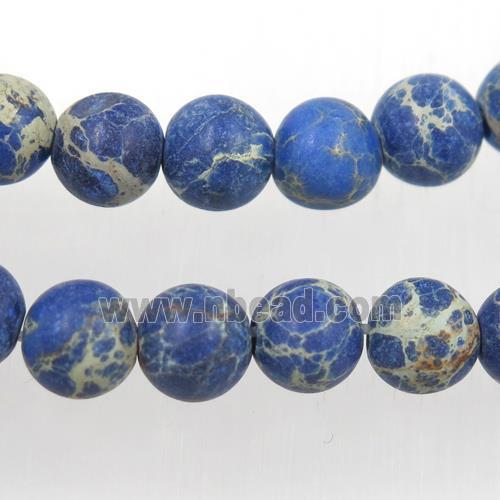 matte round Sea sediment jasper beads, lapis