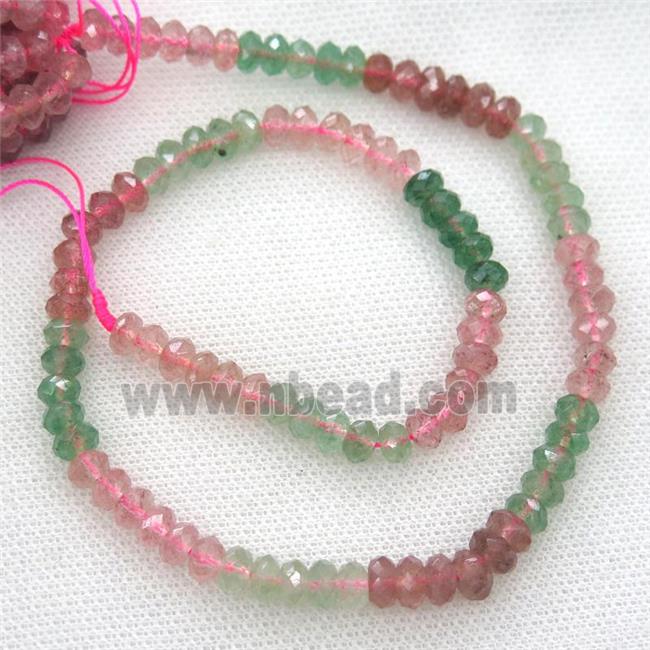 Strawberry Quartz beads, multi color, faceted rondelle