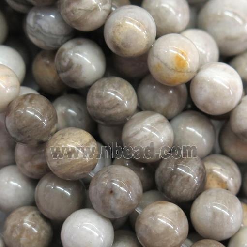 Natural Silver Leaf Jasper Beads Smooth Round