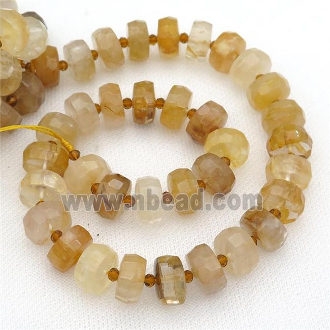 yellow Iron Quartz beads, faceted heishi