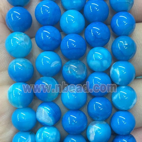 Blue Agate Beads Blue Dye Smooth Round