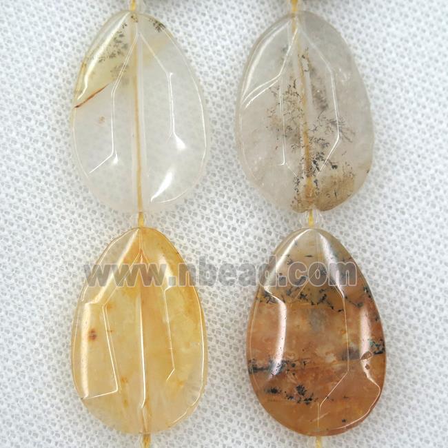 Landscape Quartz beads, faceted teardrop