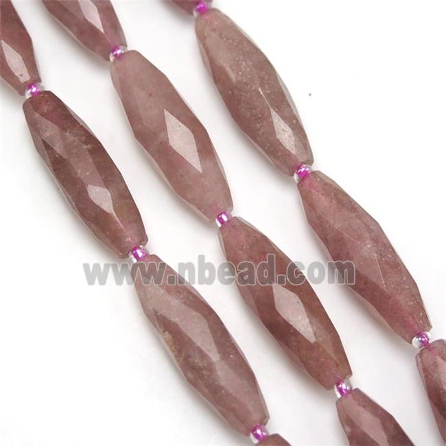 Strawberry Quartz beads, faceted rice