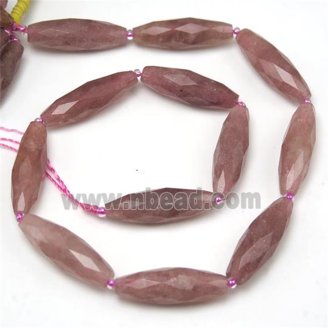 Strawberry Quartz beads, faceted rice