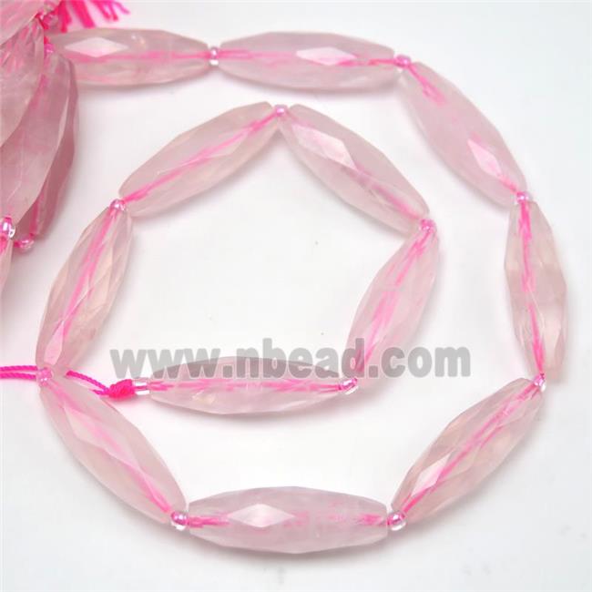 Rose Quartz beads, faceted rice